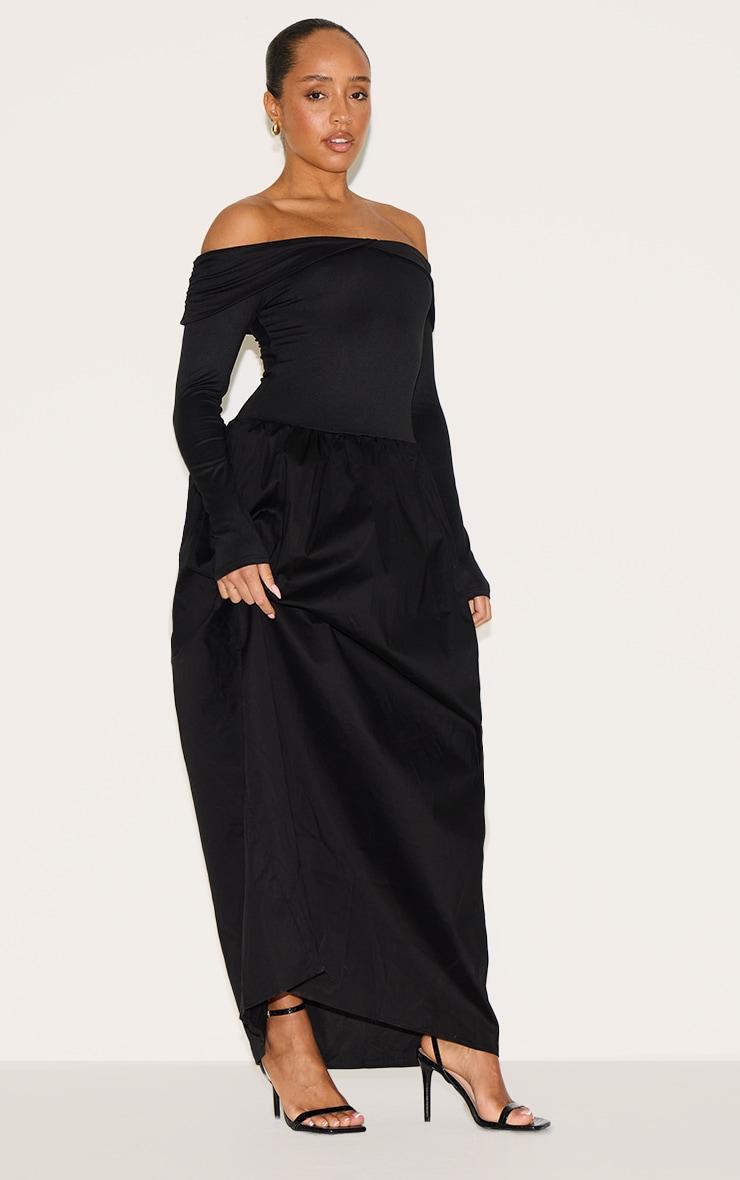 Shape Black Bardot Long Sleeve Maxi Shift Dress Product Image
