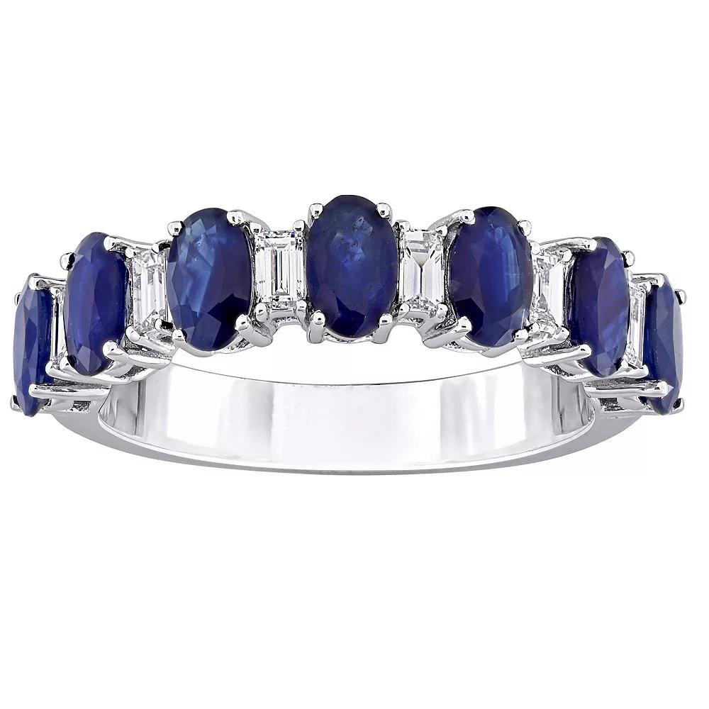 Stella Grace 14k White Gold Blue Sapphire & 1/3 Carat T.W. Diamond Anniversary Band Ring, Women's, Size: 9 Product Image
