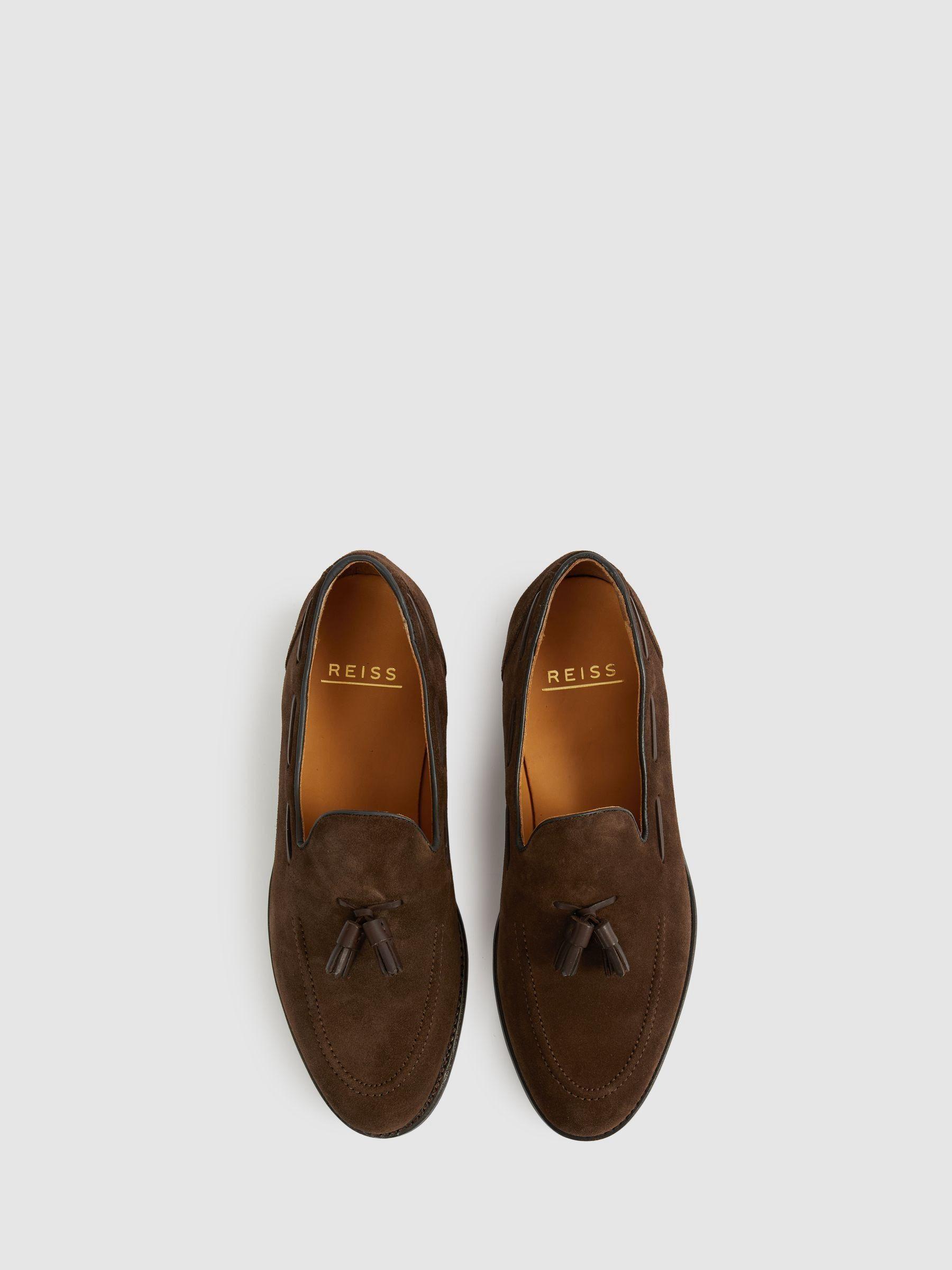 Tasselled Suede Loafers in Dark Brown Product Image