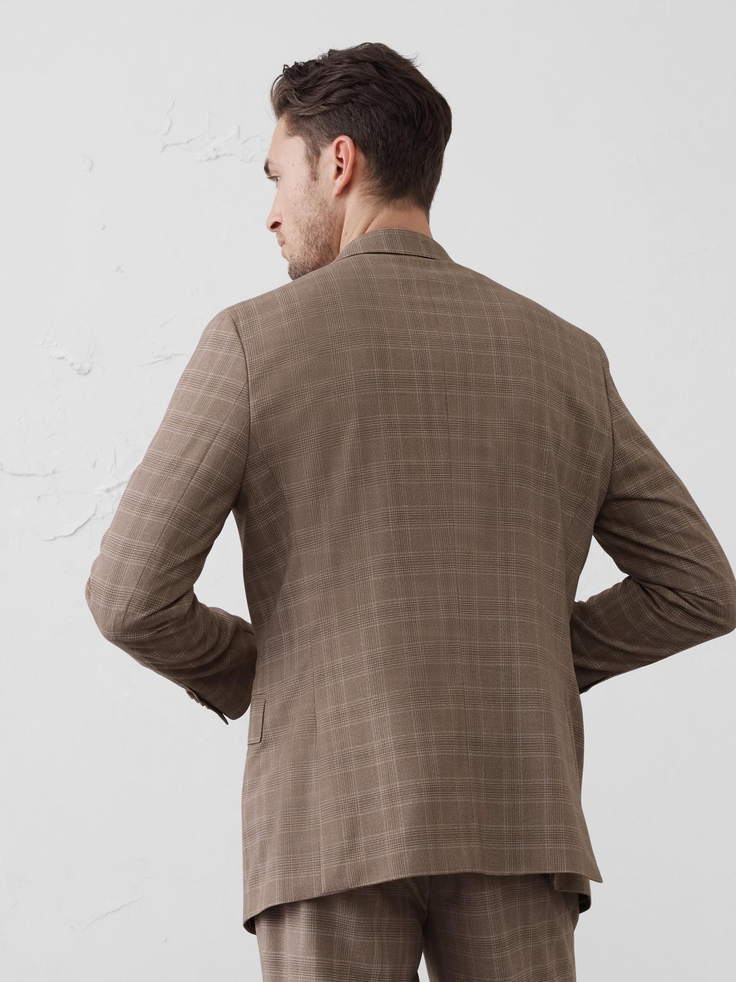 Tailored-Fit Taupe Glen Plaid Suit Jacket Product Image