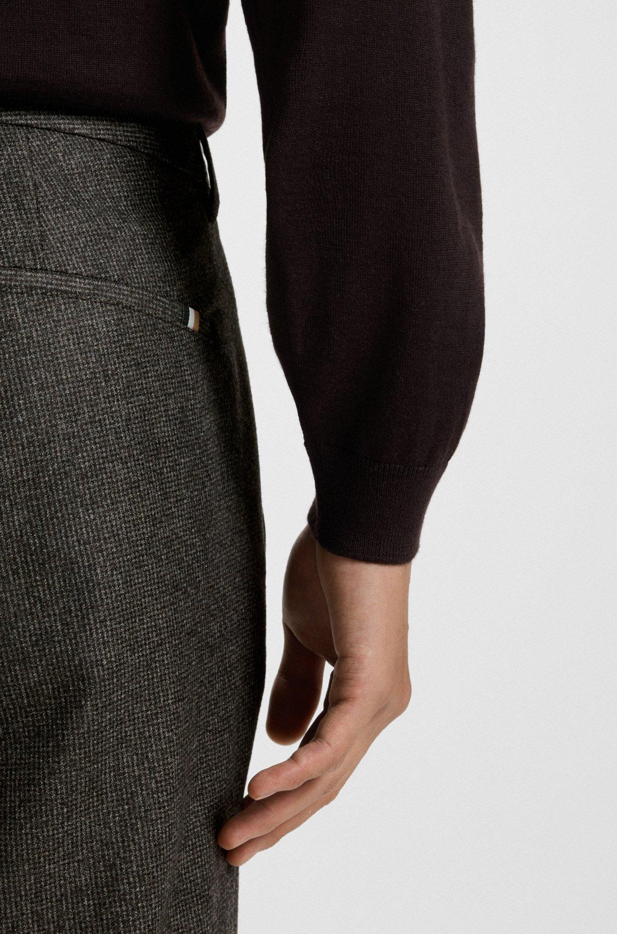 Slim-fit pants in micro-patterned virgin wool Product Image