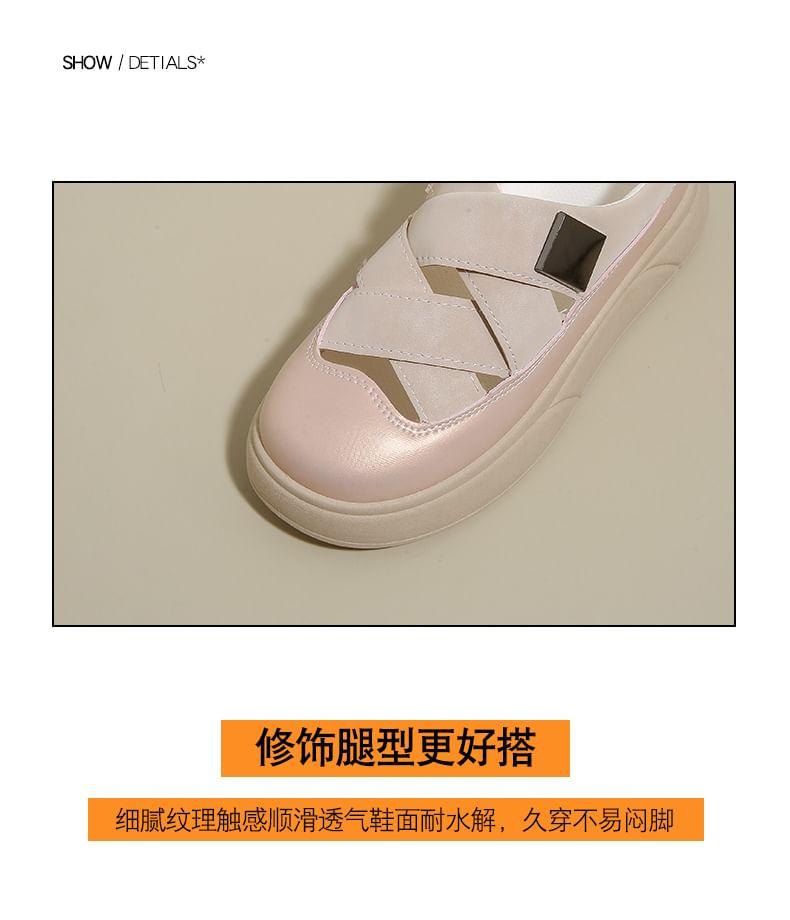Studded Cross Strap Platform Slip-Ons Product Image