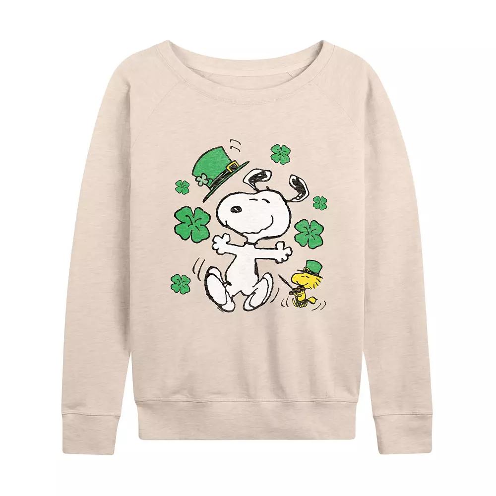 Women's Peanuts Snoopy St Patrick's Day French Terry Long Sleeve Tee,  Product Image