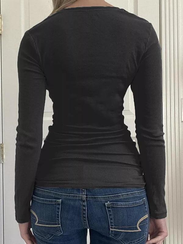 Lace Trim Black Long Sleeve Knit Top Product Image