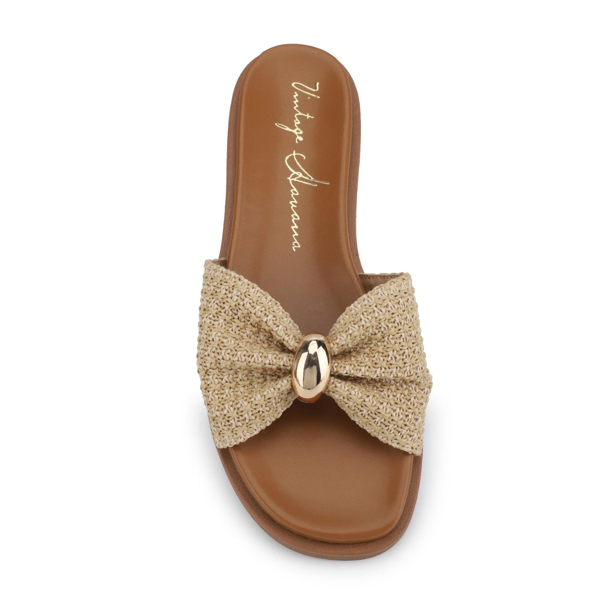 Vintage Havana Yvette Beige Slide Sandals Product Image