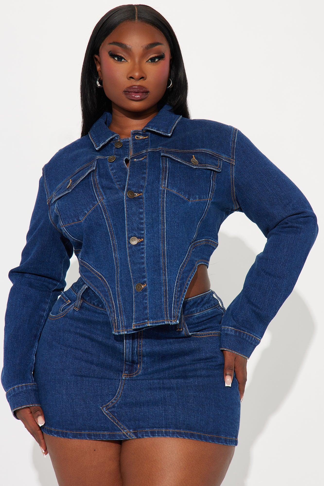 Break Free Denim Skirt Set - Dark Wash Product Image