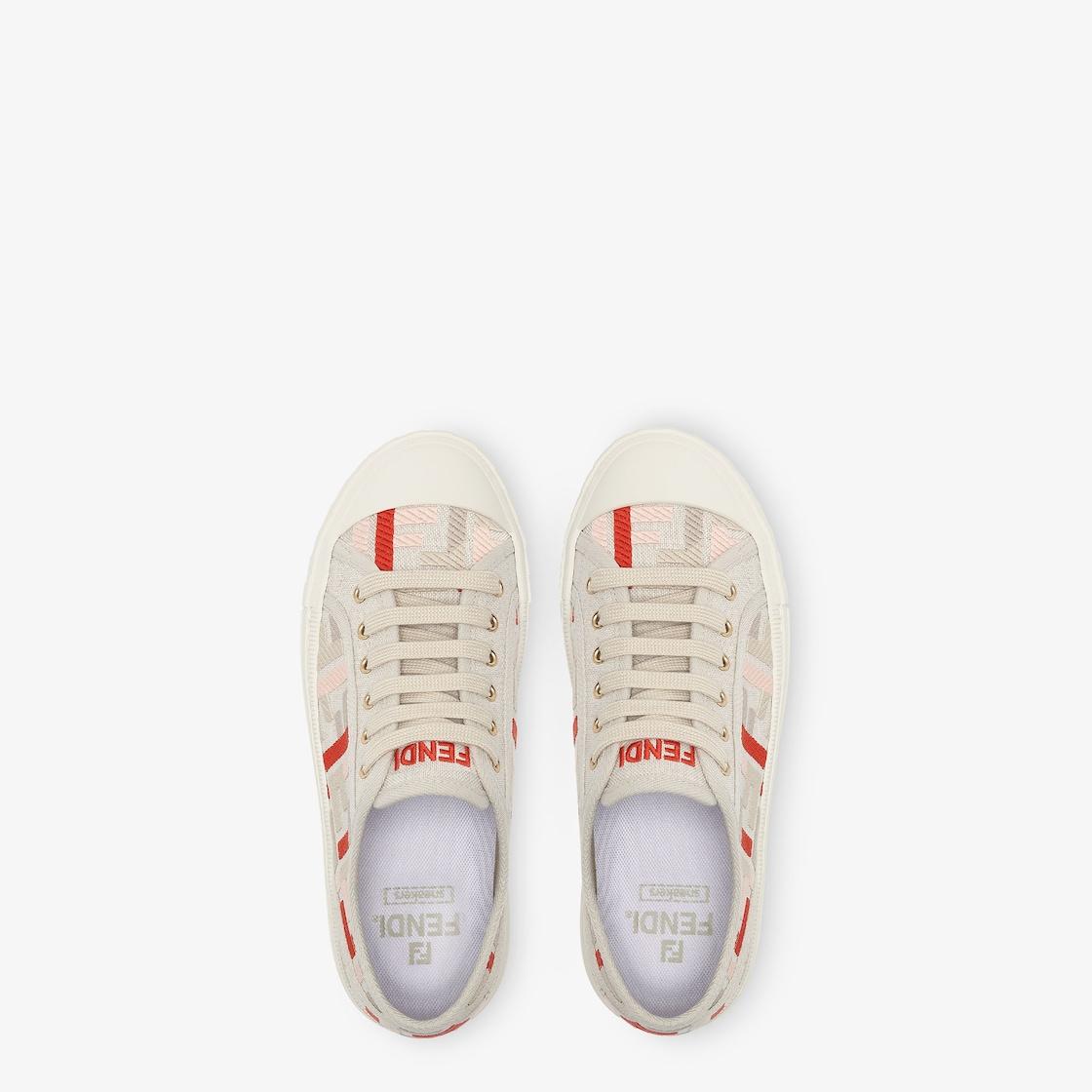 DominoBeige embroidered canvas low tops Product Image