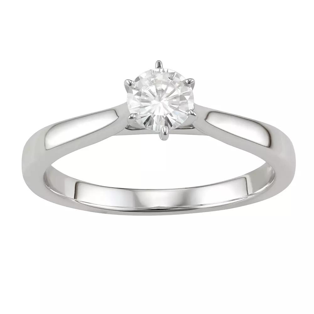 14K Gold 1/2 Carat T.W. Lab-Created Moissanite 6-Prong Solitaire Ring, Womens White Product Image