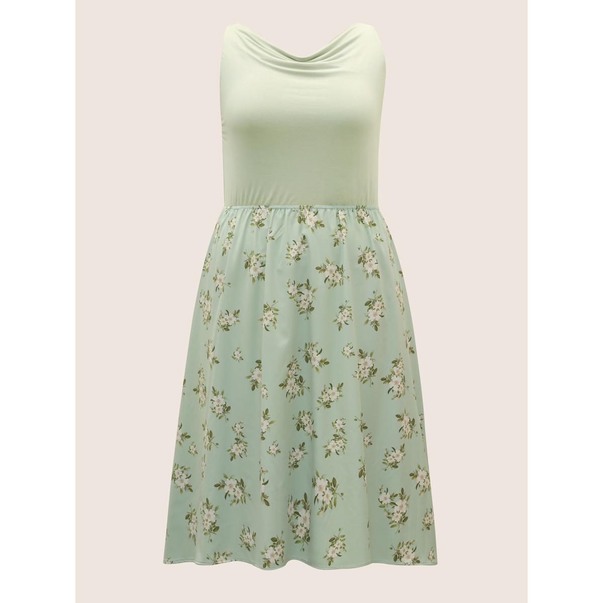 Plus Size Everywhere Dress - Floral Patchwork Sleeveless Dress Palemauve Women Elegant Non Sleeveless Curvy BloomChic 18-20/2X Product Image