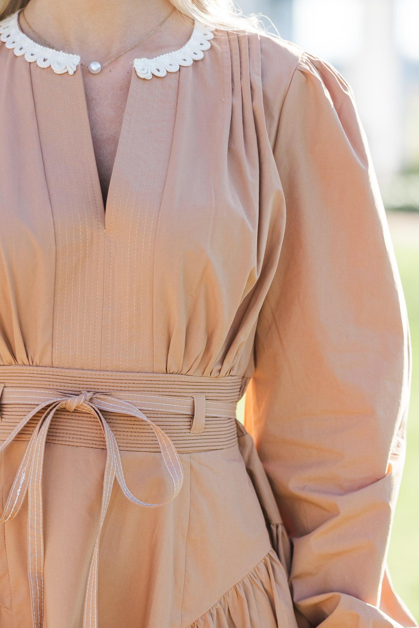 Just What You See Mocha Brown Crochet Dress Female Product Image