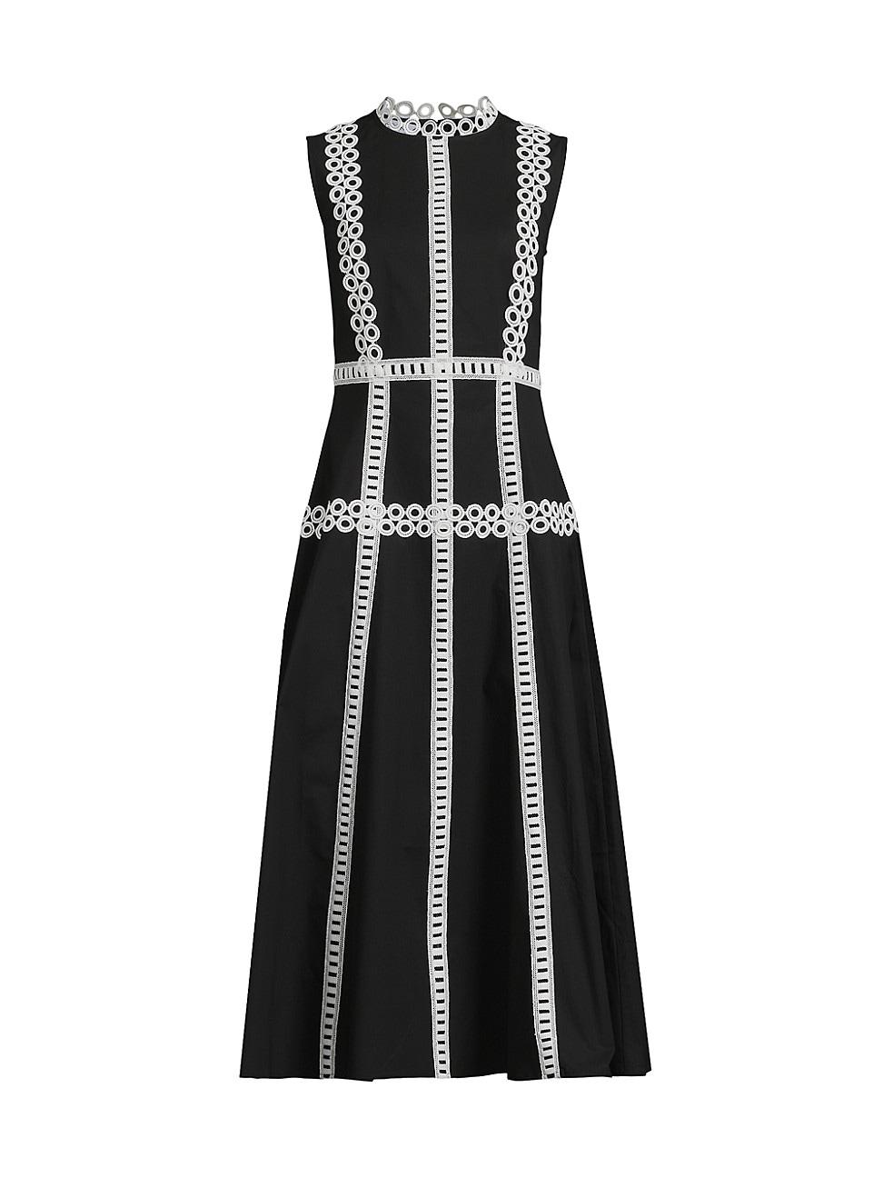 Womens Eyelet-Embroidered Modern-Fit Fit & Flare Maxi Dress Product Image