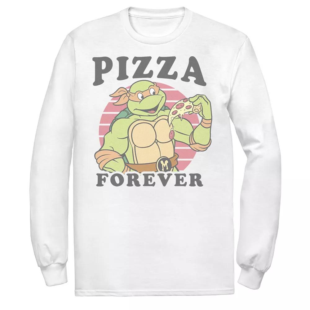Men's Ninja Turtles Michelangelo Pizza Forever Retro Long Sleeve Tee, Size: XL, White Product Image
