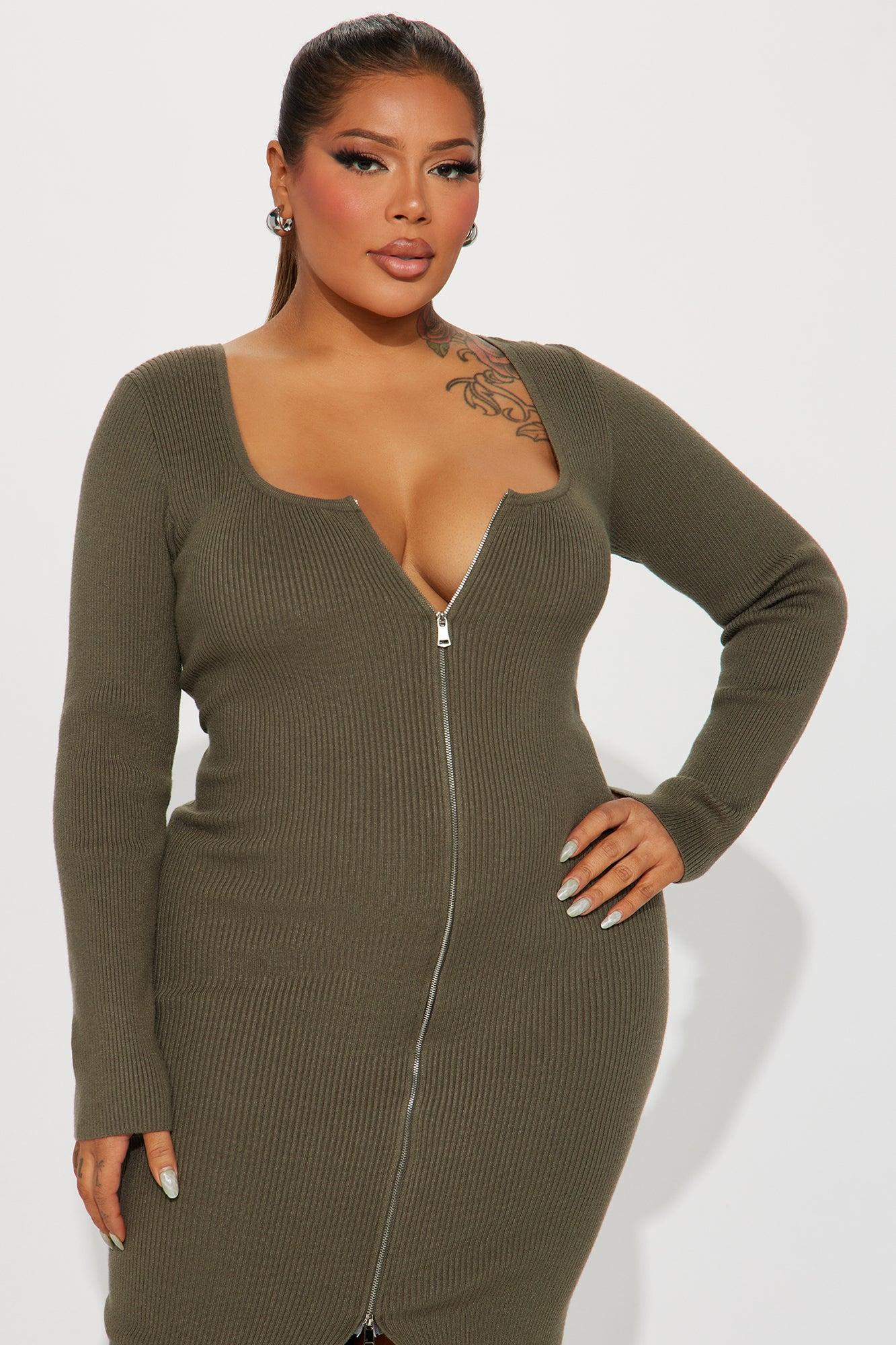 Allison Sweater Midi Dress - Olive Product Image