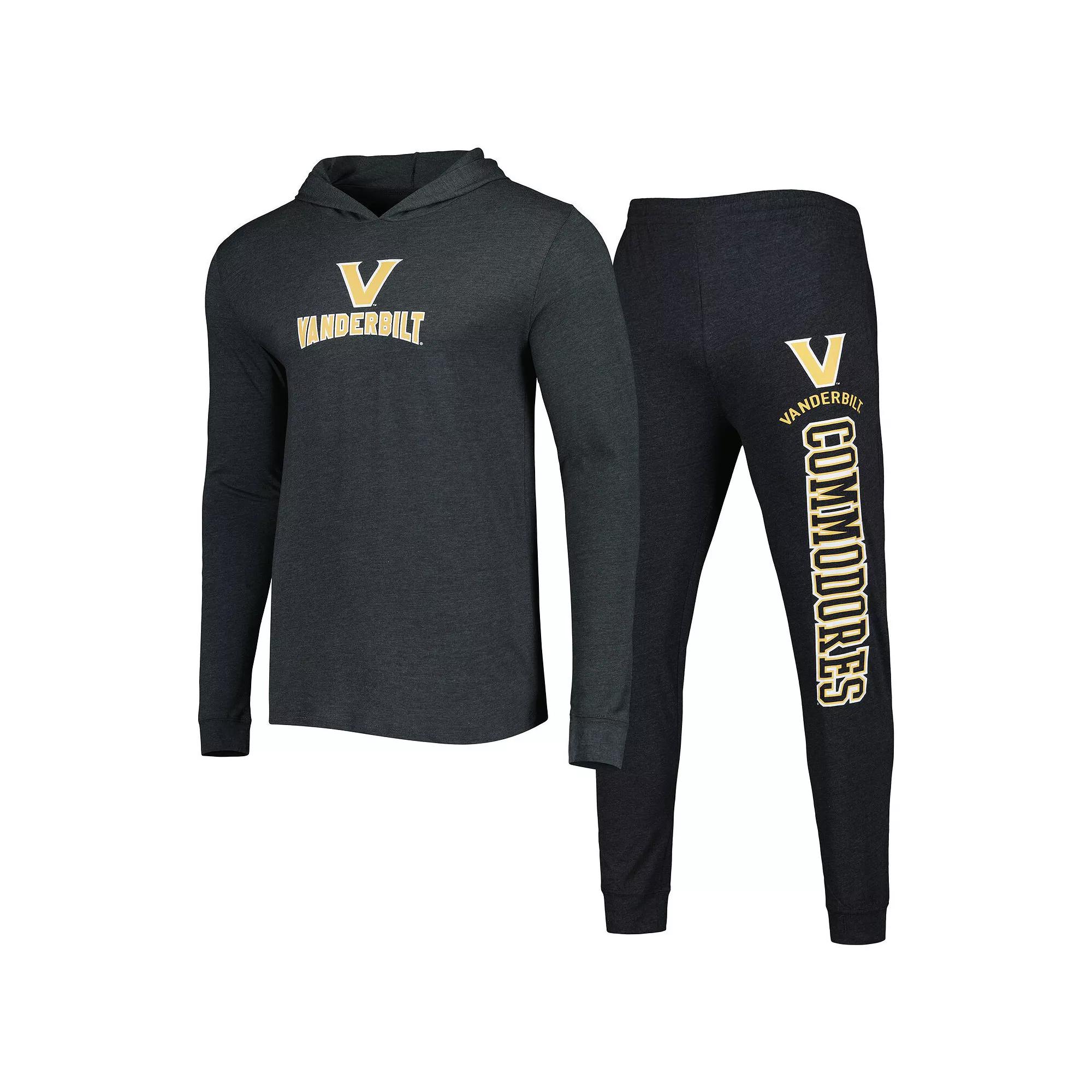 Men's Concepts Sport Black/Charcoal Vanderbilt Commodores Meter Pullover Hoodie & Pant Sleep Set,  Product Image