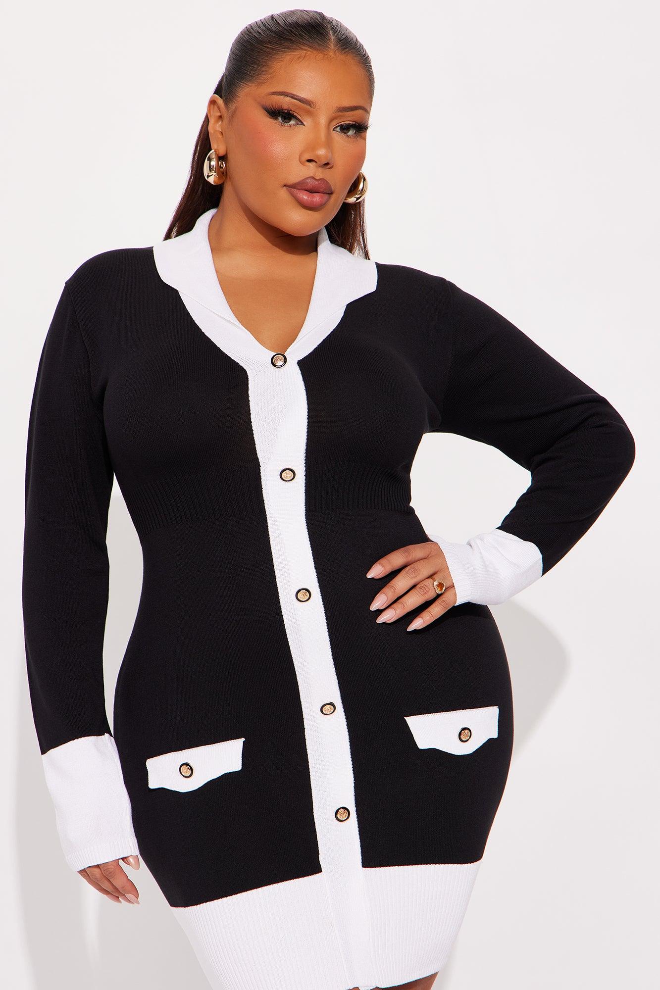 Sharay Sweater Mini Dress - Black/White Female Product Image