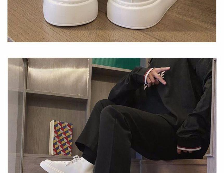 Faux Leather Lace-Up Platform Shoes Product Image