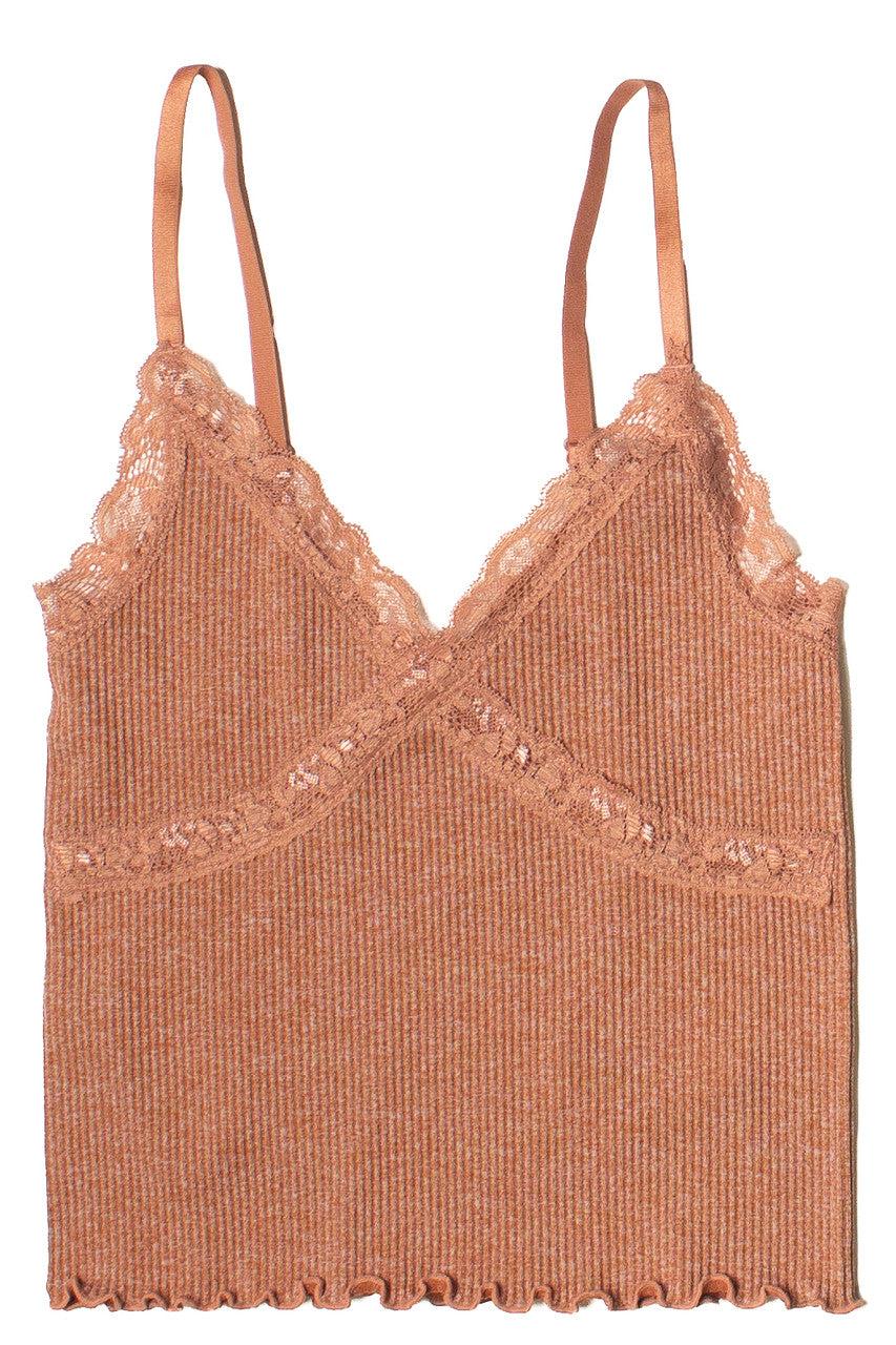Lace Trim Ribbed Seamless Cami Product Image