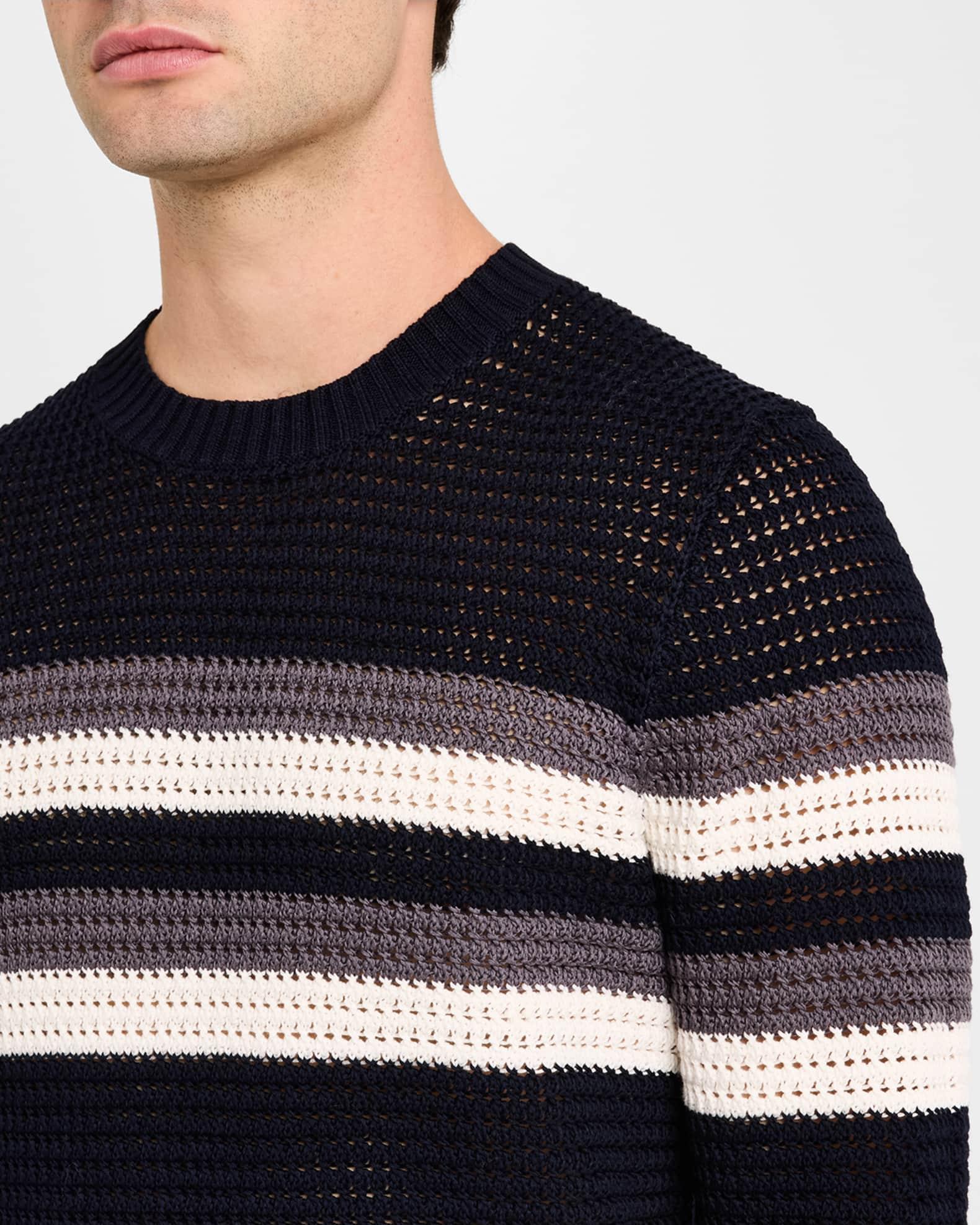 Men's Crochet Chest-Stripe T-Shirt  Product Image