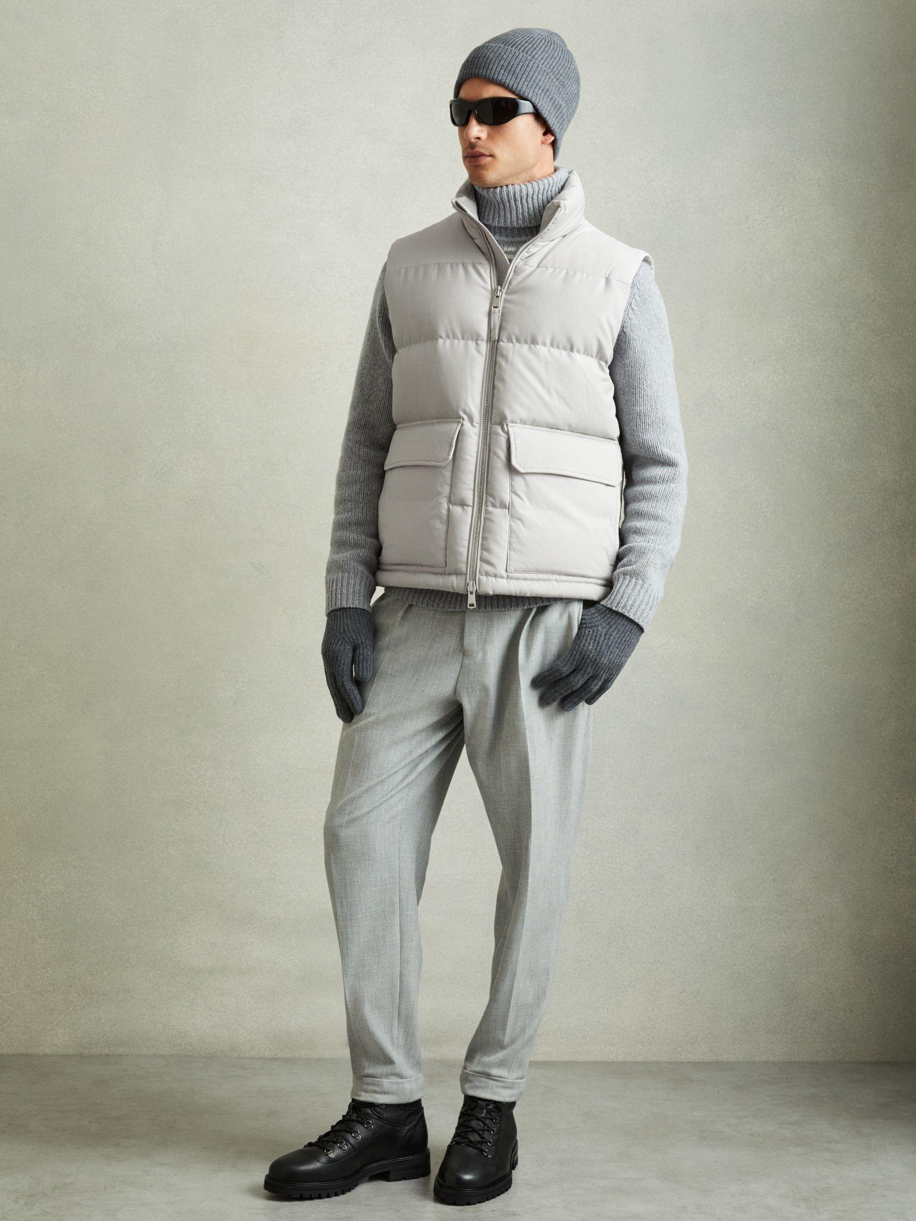 Patch Pocket Quilted Gilet in Grey Product Image