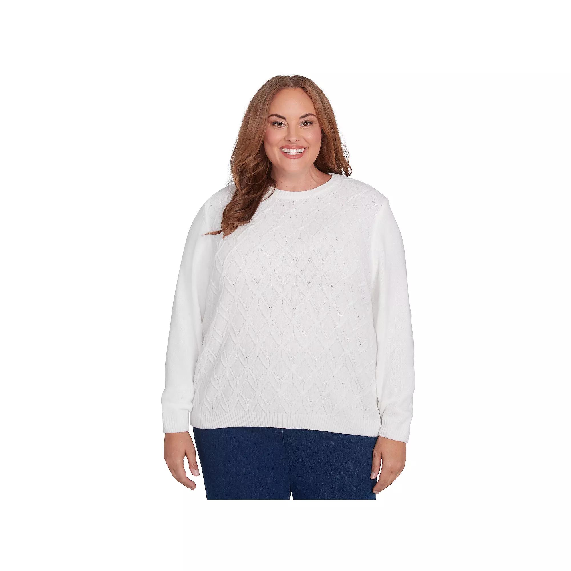 Plus Size Alfred Dunner Classic Chenille Pullover Sweater, Women's, Size: 1XL, Ivory Product Image
