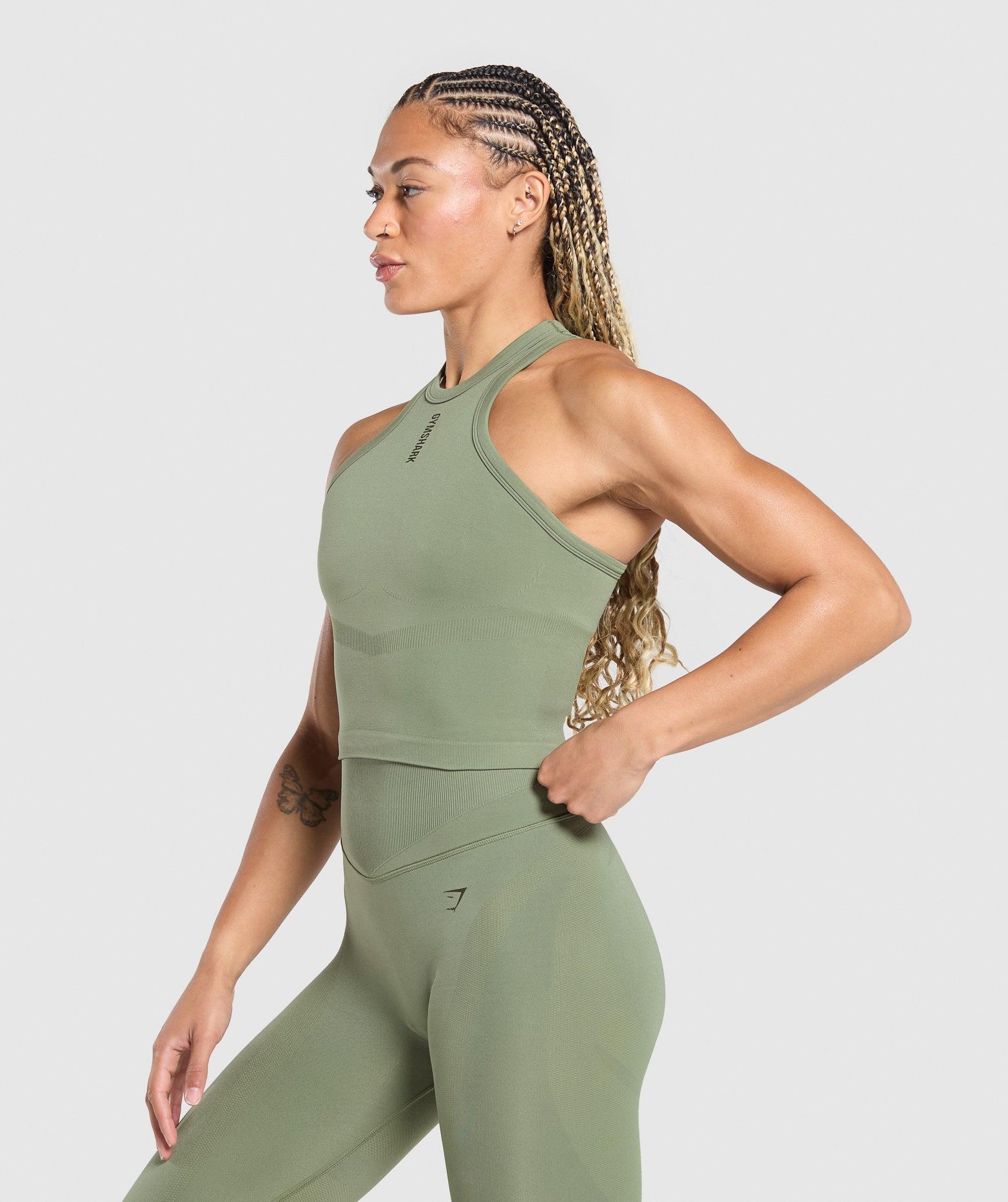 Gymshark Active Seamless Tank - Force Green Female Product Image