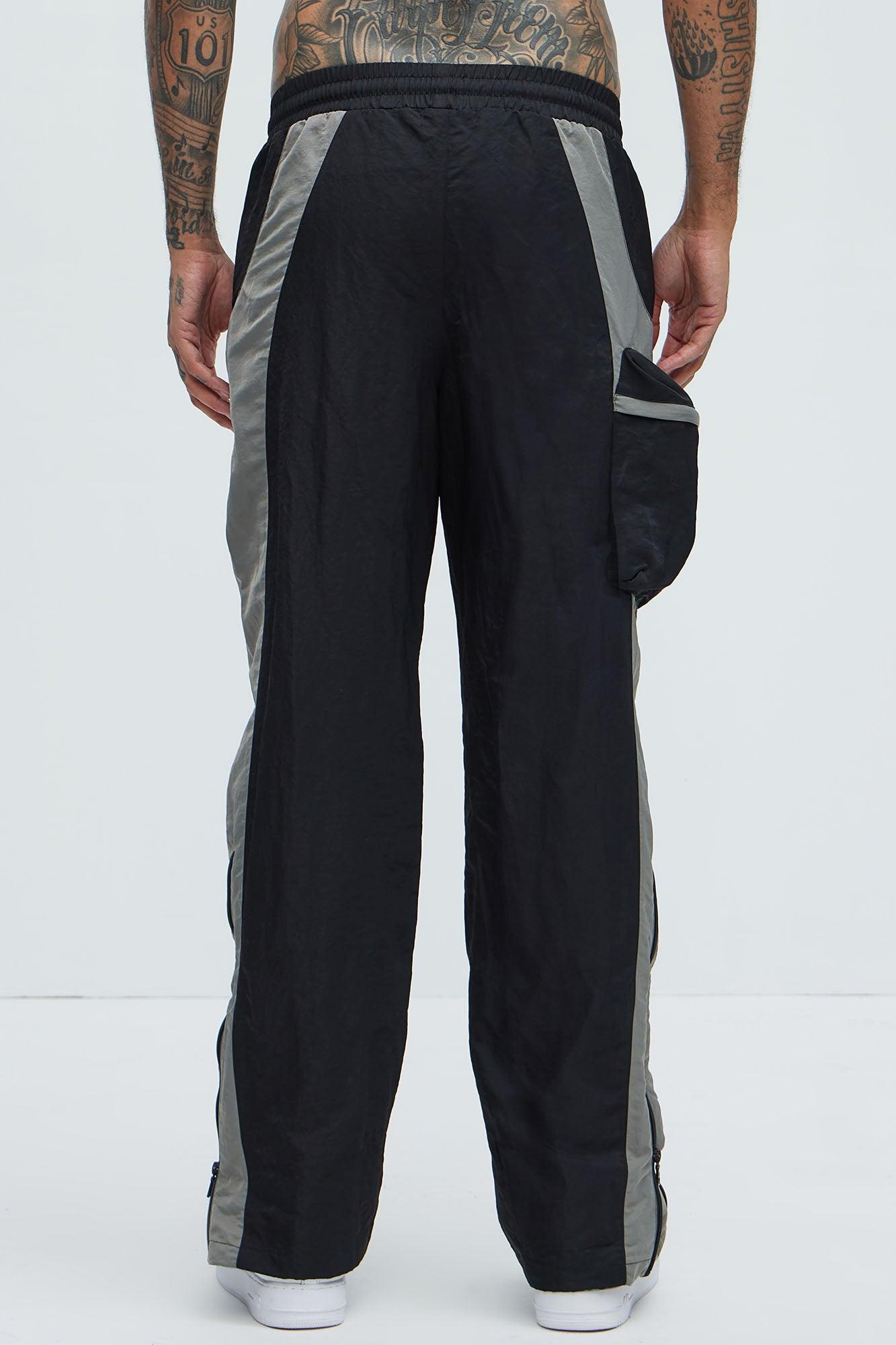 Double Time Contrast Straight Track Pants - Black/combo Product Image