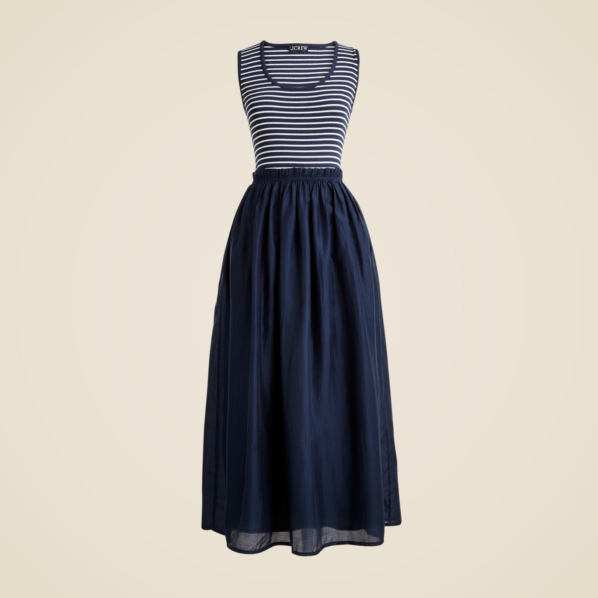 Gathered-waist mixy dress in stripe Product Image