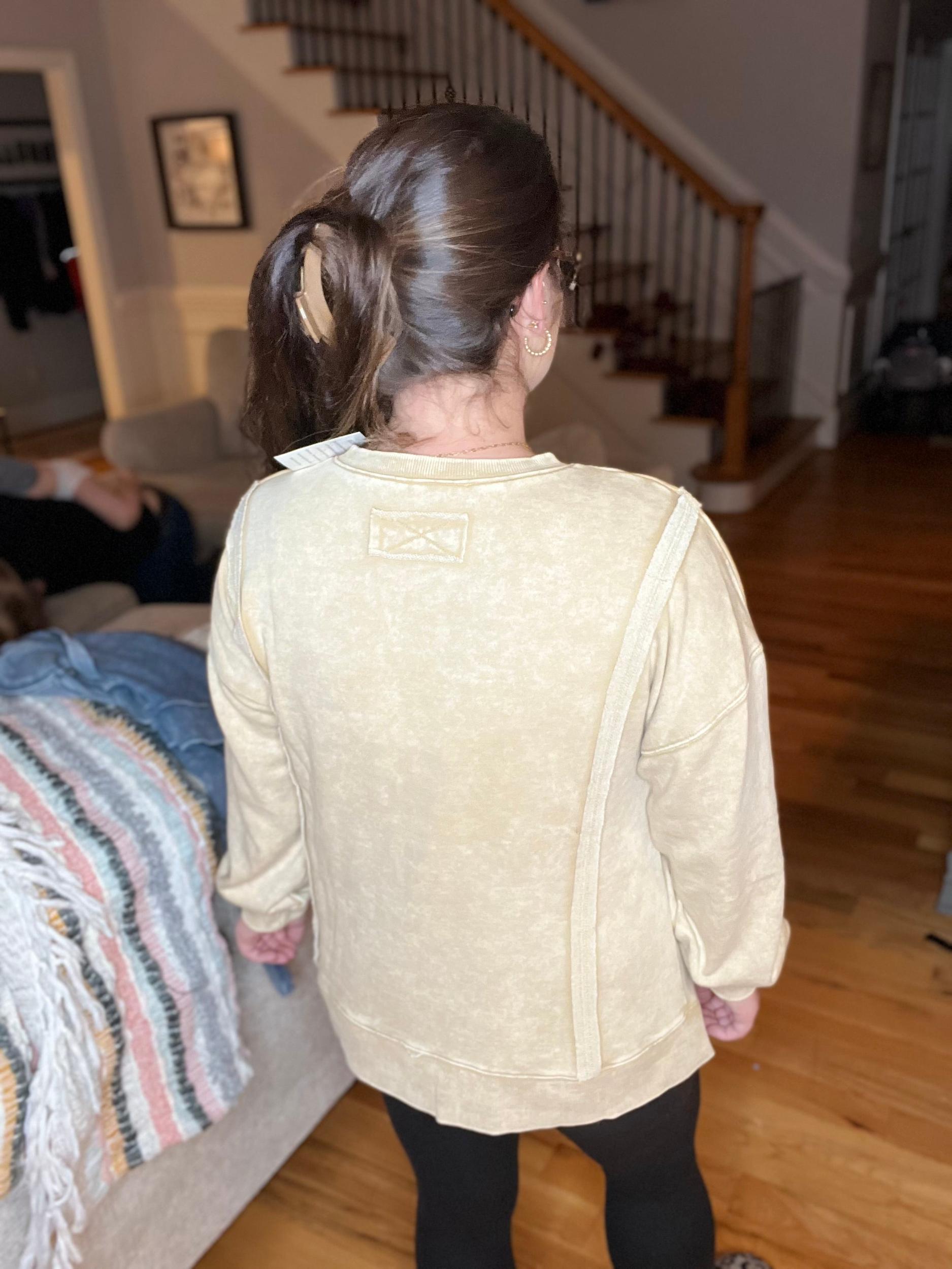 French Terry Top- Beige Product Image