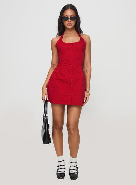 Mallorie Halter Mini Dress Red Product Image