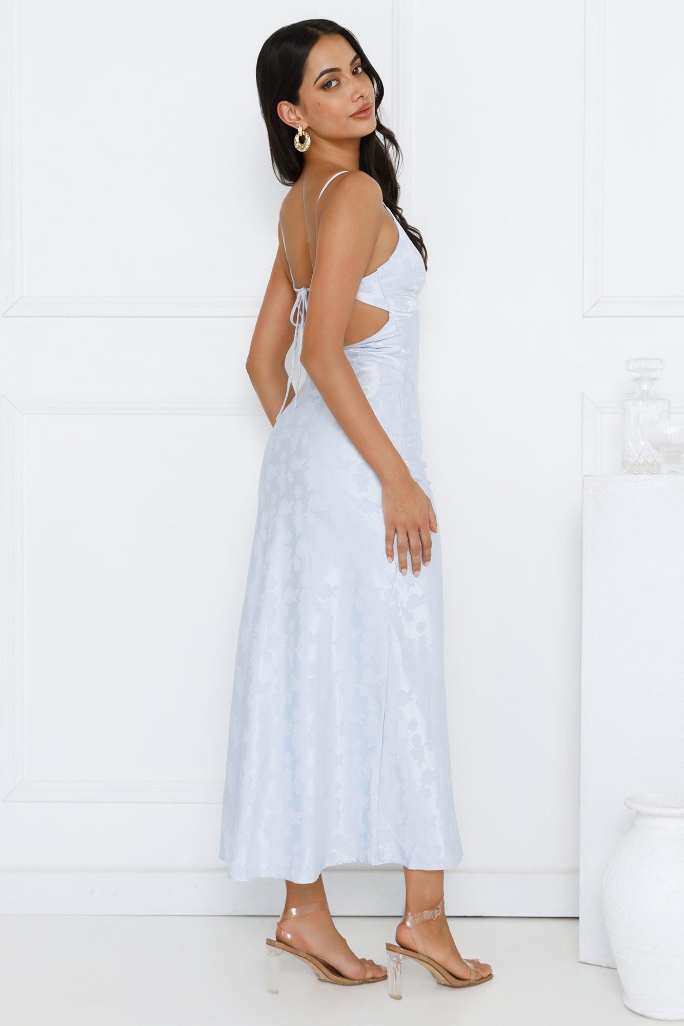 Floral Kiss Satin Maxi Dress Blue Product Image