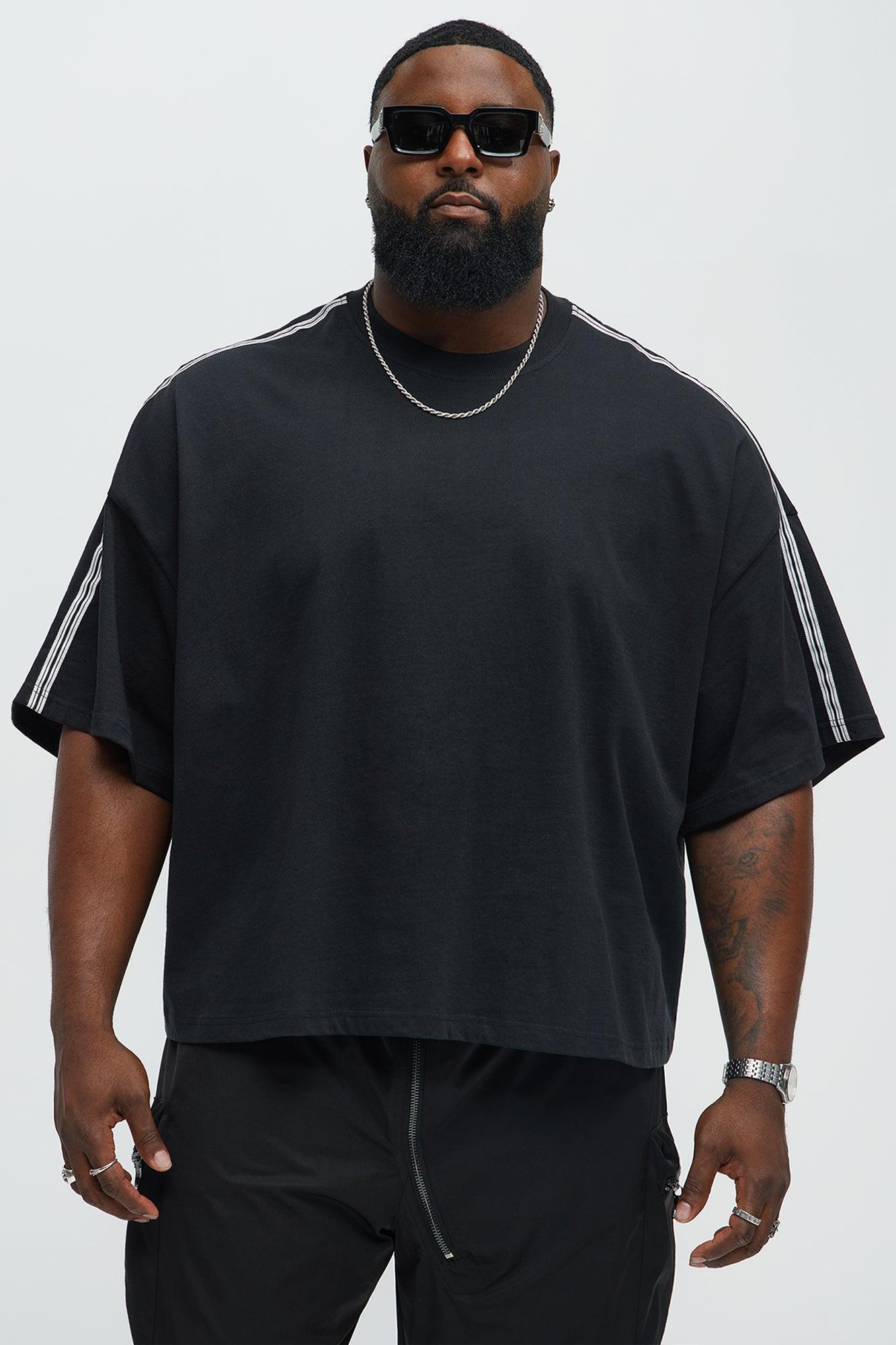Taped Boxy Cropped Short Sleeve Tee - Black Product Image