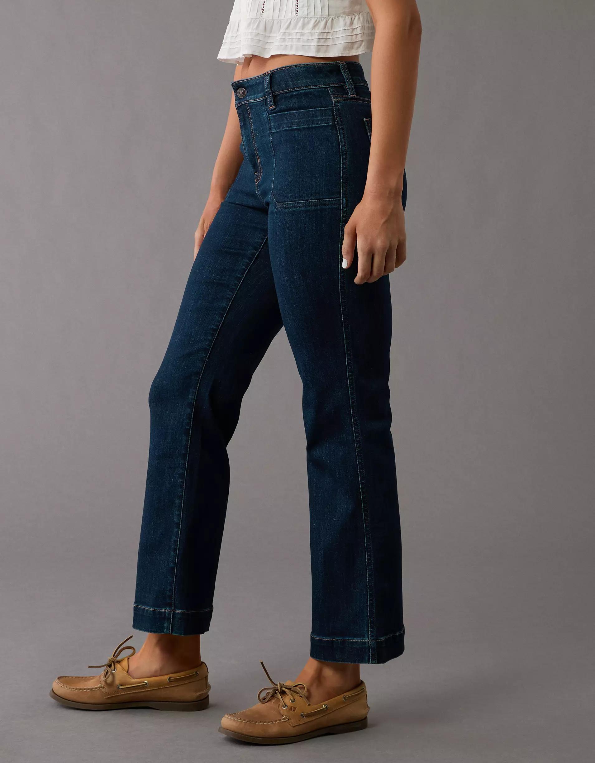 AE Next Level High-Waisted Kick Bootcut Crop Jean Product Image