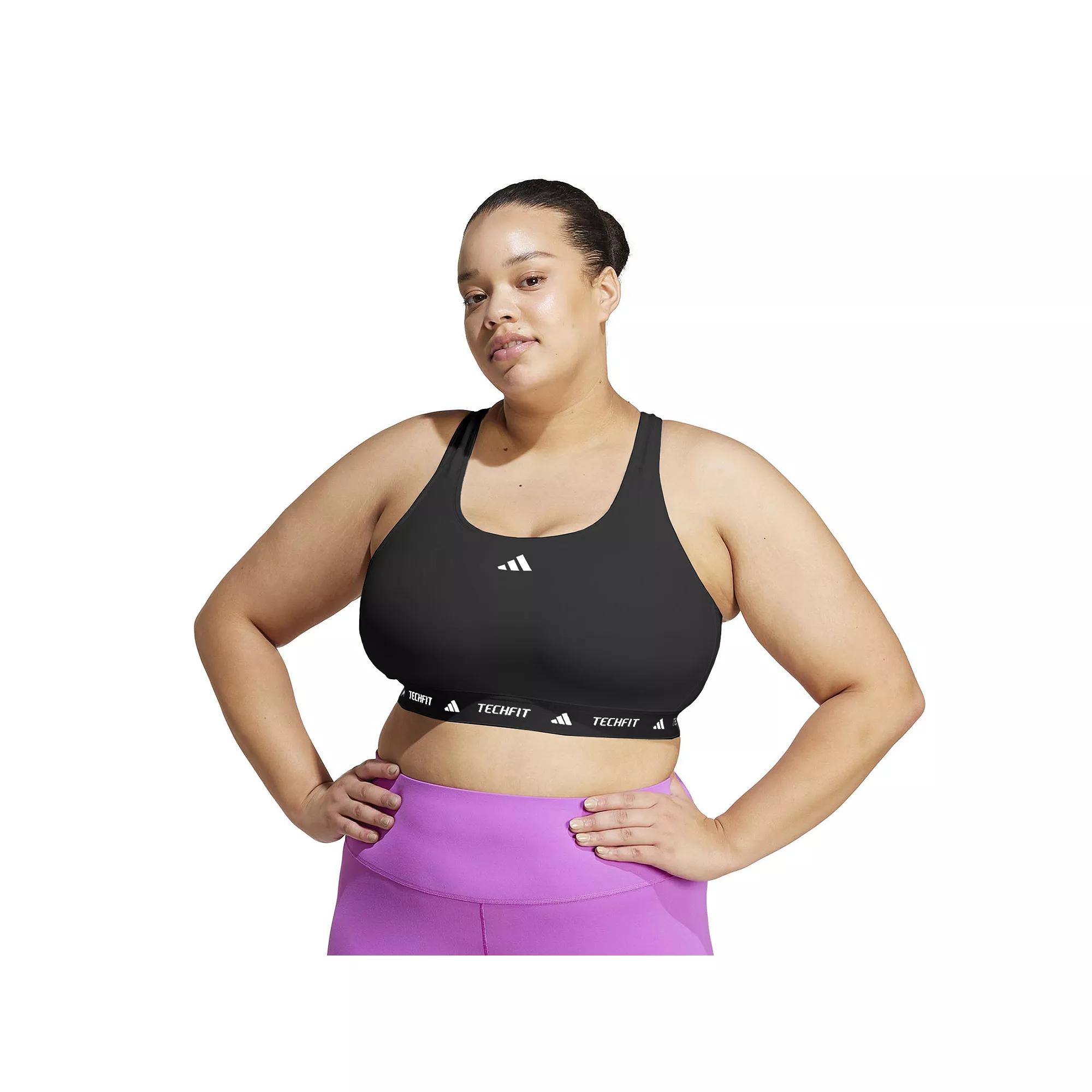 Plus Size adidas Techfit Training Bra, Women's, Size: 2XL, Black Product Image
