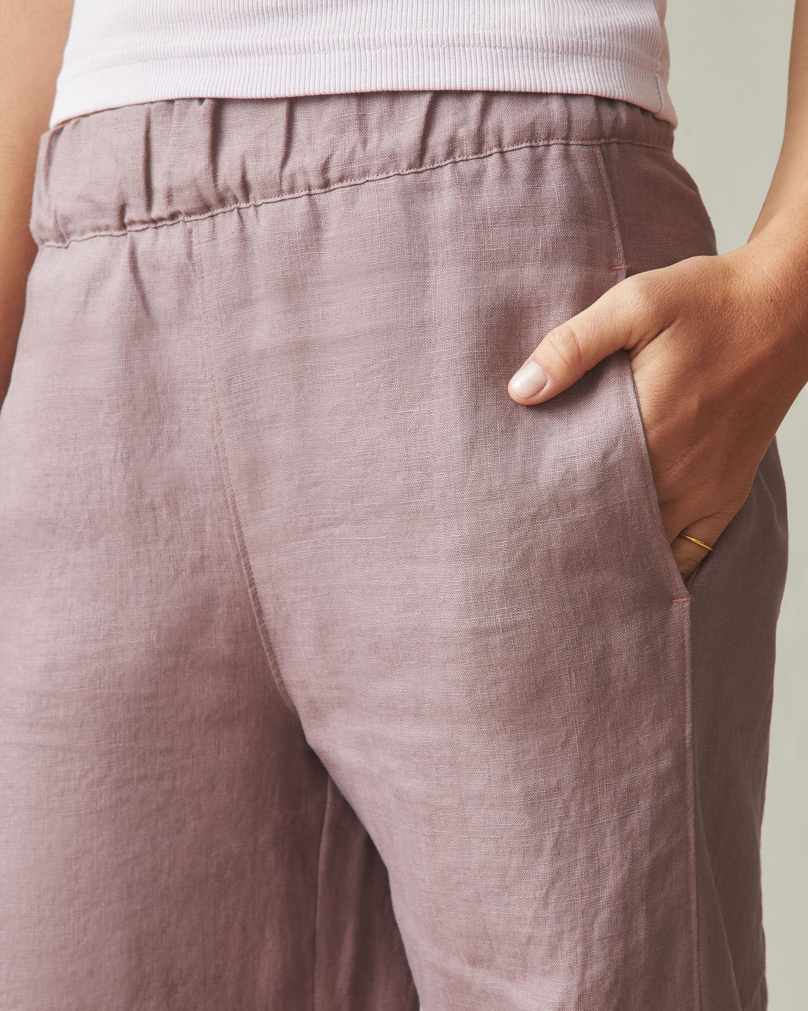 Women's Linen Wide Leg Pant - Twilight Mauve Female Product Image