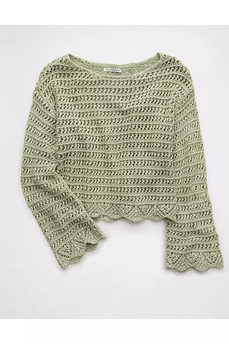 AE Ballet Neck Open Knit Sweater Womens Product Image
