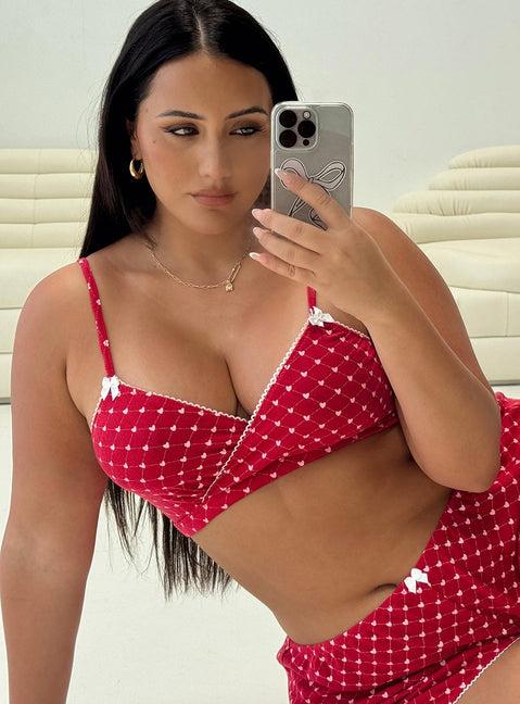 Slumber Pointelle Sleep Bralette Red Curve Product Image