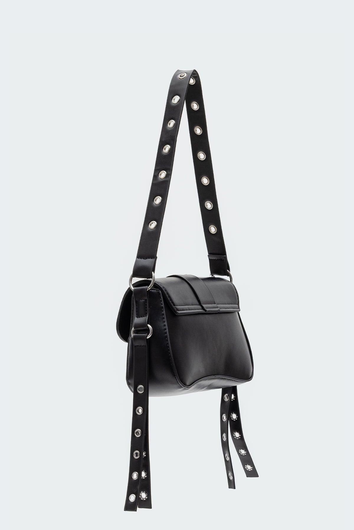 Stud & Buckle Faux Leather Bag Product Image