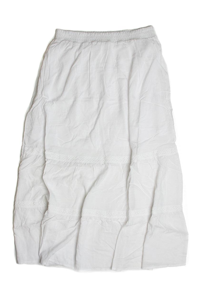 White Crochet Detail Maxi Skirt Product Image