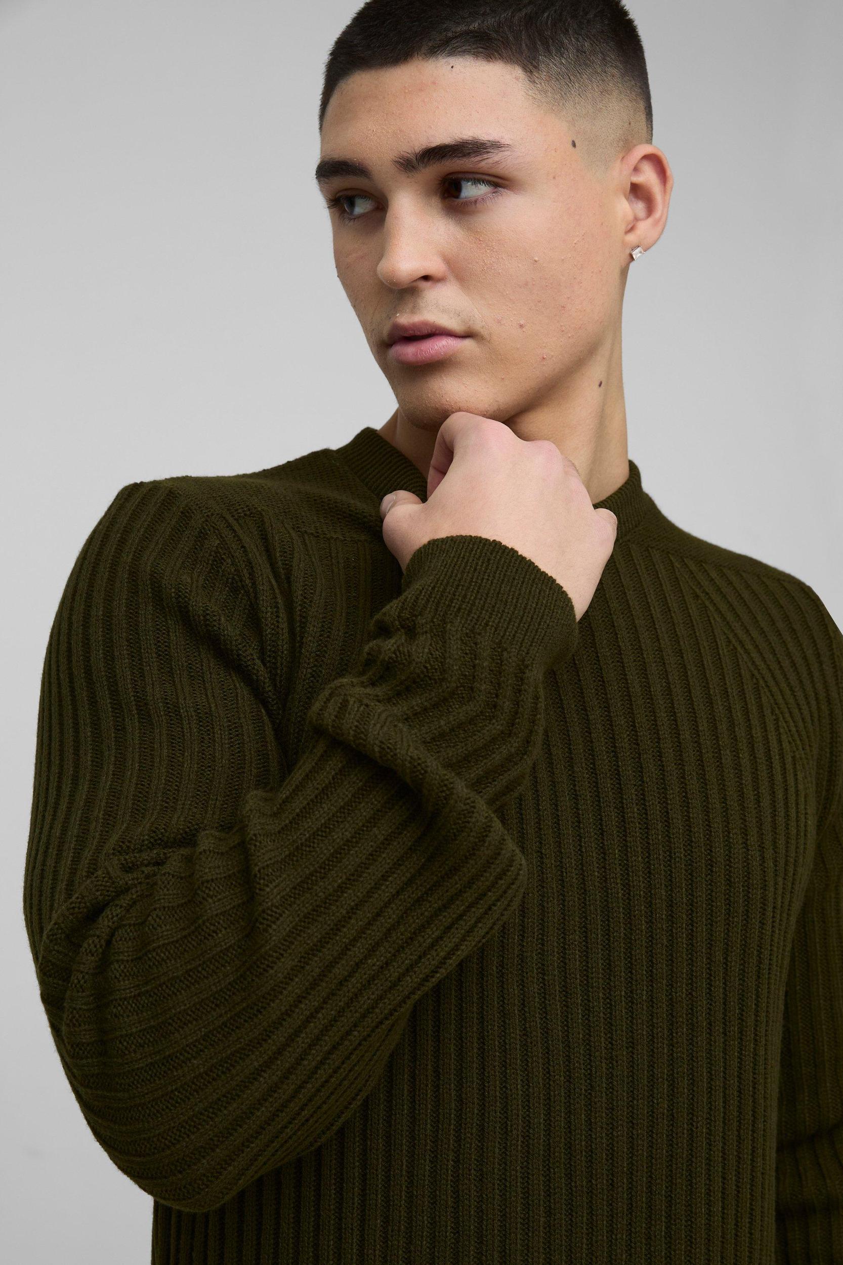 Regular Fit Plaited Hem Knitted Sweater | boohooMAN USA Product Image