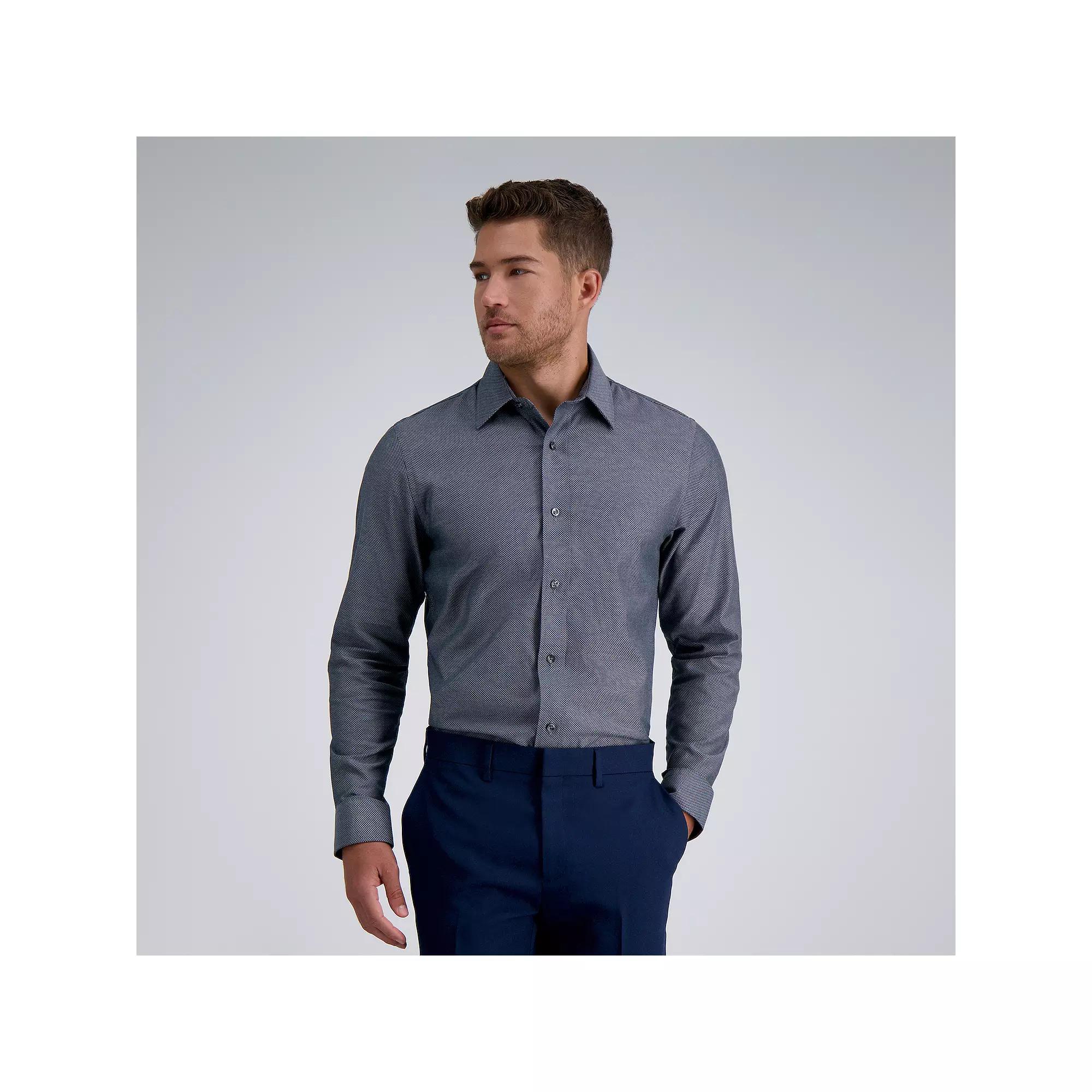 Mens Haggar Premium Comfort Slim Fit Dress Shirt Grey Geo Texture Product Image