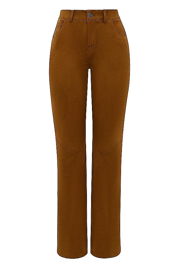 Apollo  tan vegan suede trousers - sale Product Image