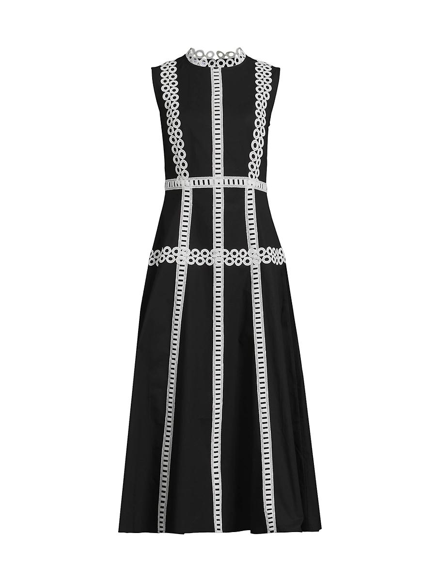 Womens Eyelet-Embroidered Modern-Fit Fit & Flare Maxi Dress Product Image