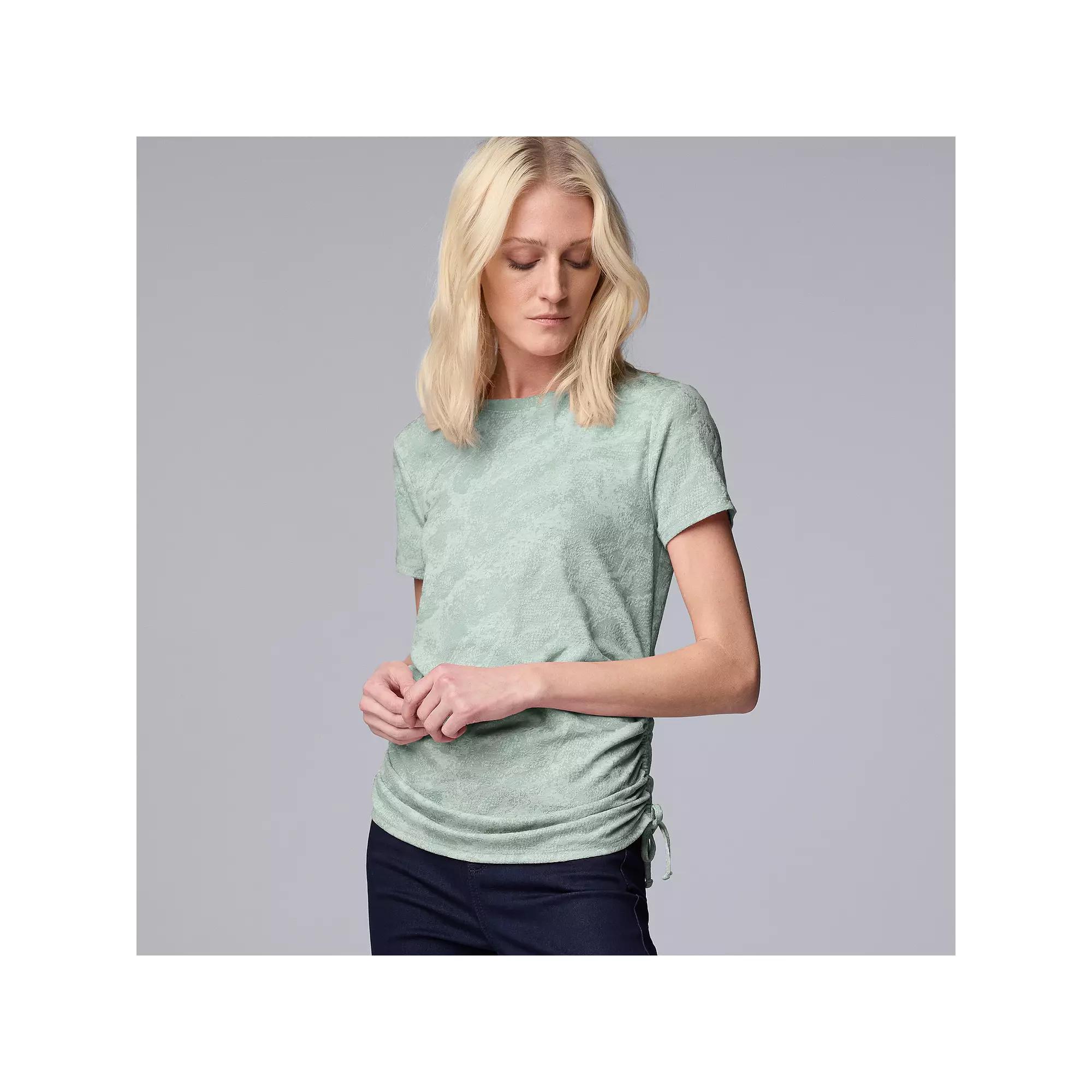 Women's Simply Vera Vera Wang Side Ruched Short Sleeve Top, Size: Large, Light Gray Fox Product Image