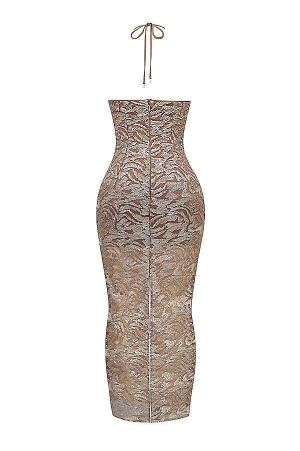 Giada  rose gold embroidered sequinned gown Product Image