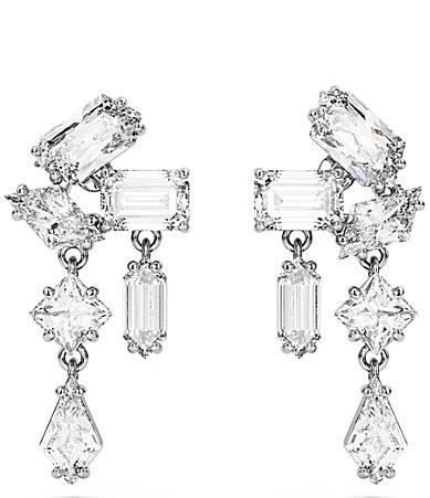 Swarovski Mesmera Mixed Cut Cluster Drop Earrings in Rhodium Plated Product Image