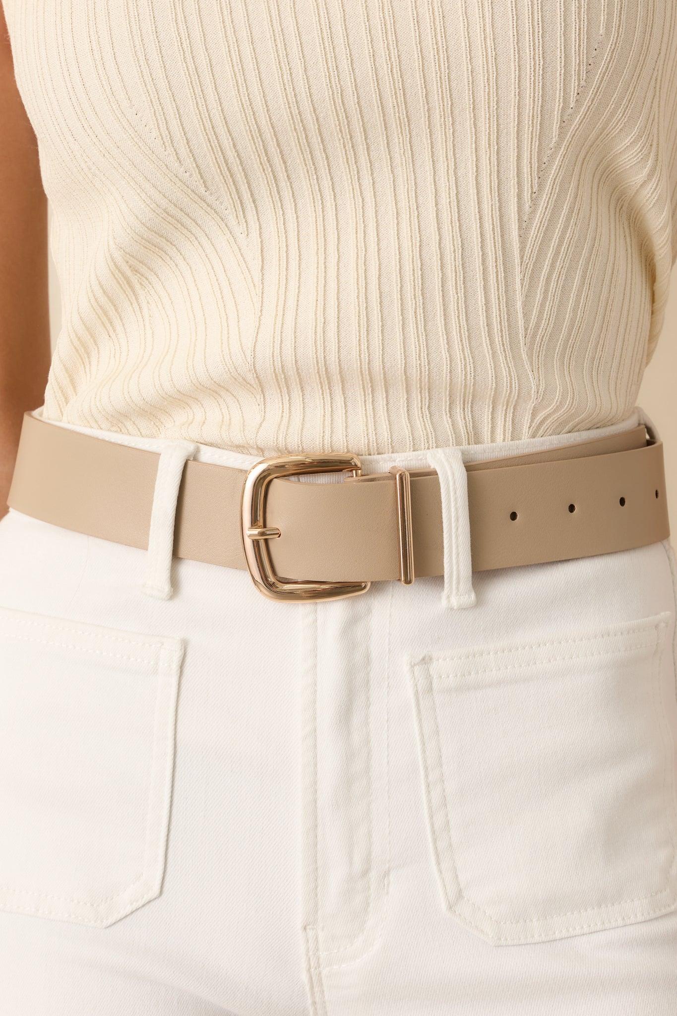 For The Right Moment Taupe Faux Leather Belt Product Image