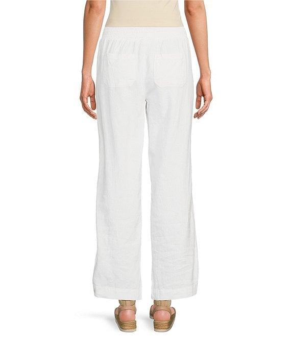 Westbound Smocked Waist Mid Rise Wide Leg Linen Pants Product Image
