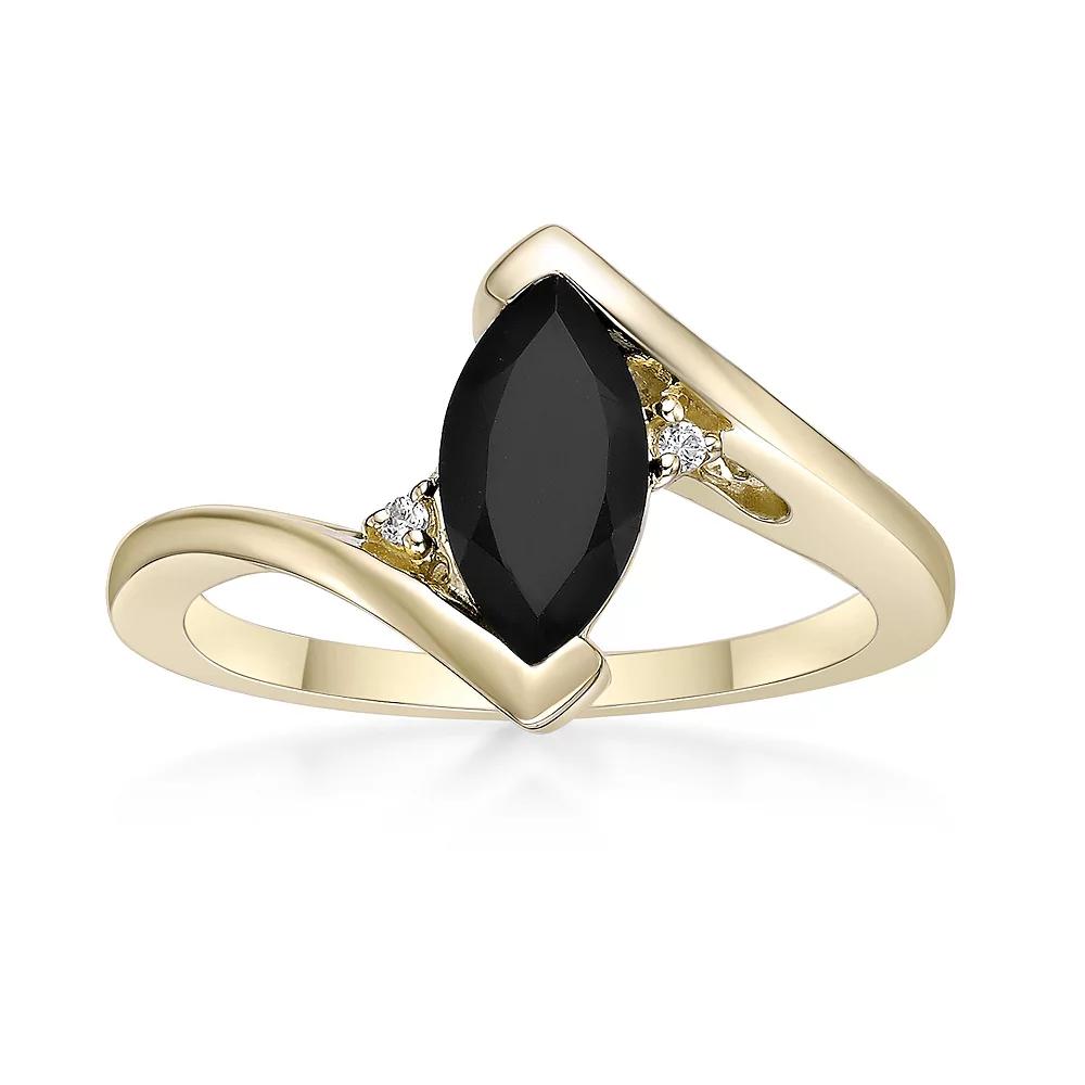 Gemminded 10k Gold Onyx & Diamond Accent Ring, Women's, Size: 5 Product Image