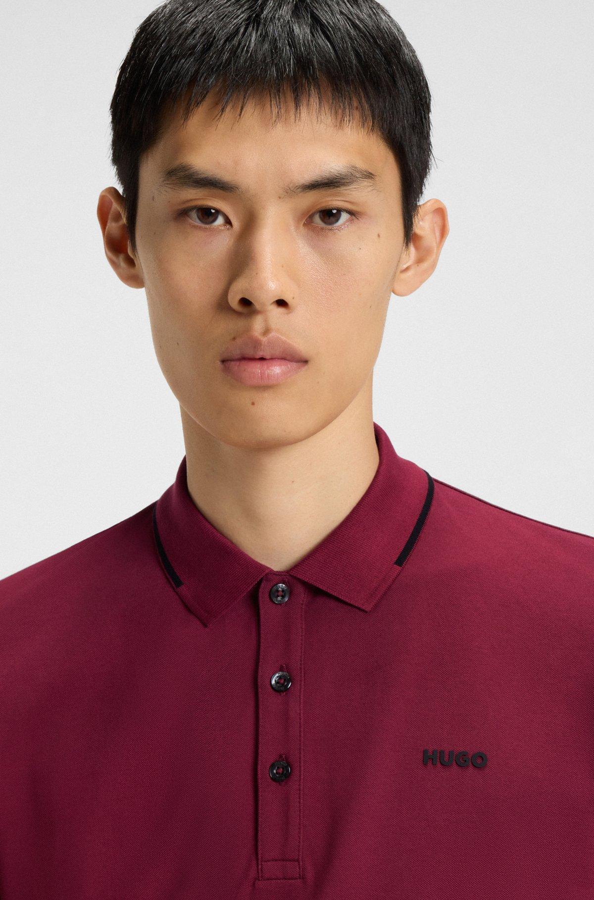 Stretch-cotton slim-fit polo shirt with printed logo Product Image