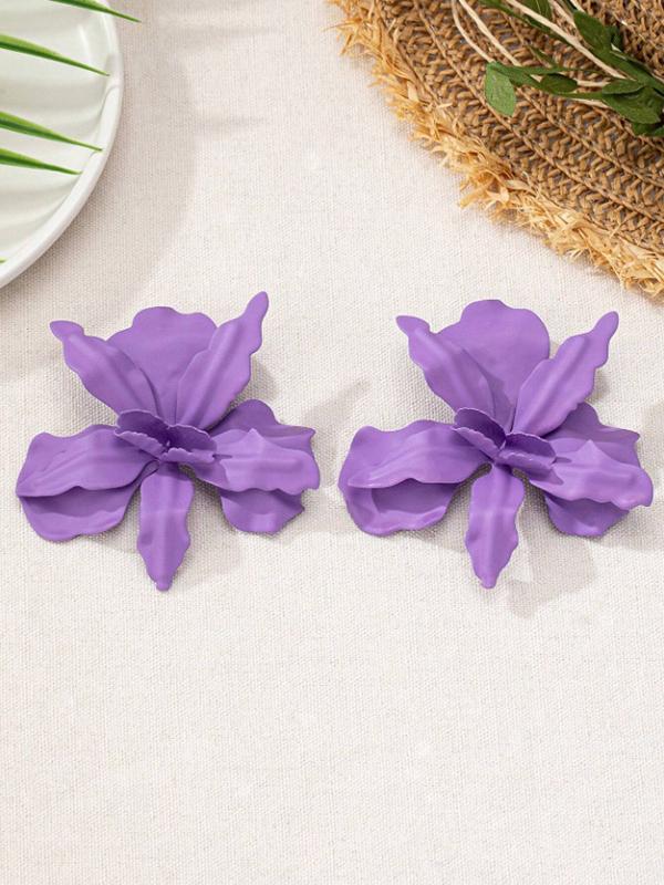 Flower Shape Solid Color Earrings Accessories Product Image
